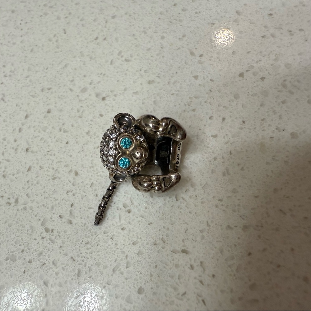 Silver Monkey Pendant with Blue Accents